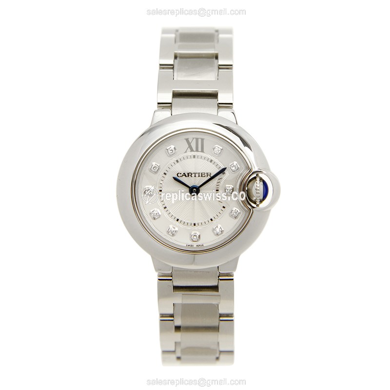 Cartier Ballon Bleu Quartz - White Dial - Steel Case - Silver Strap - View 2