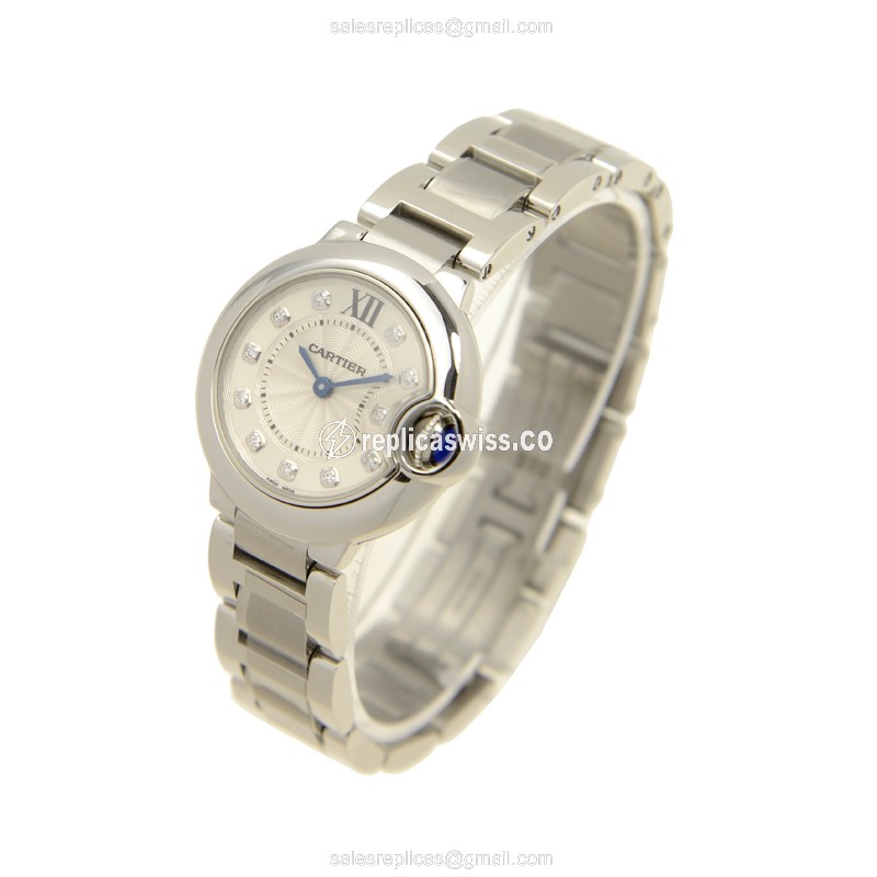 Cartier Ballon Bleu Quartz - White Dial - Steel Case - Silver Strap - View 3