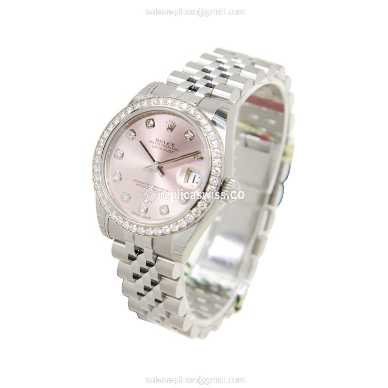 Rolex Datejust Lady Replica - Automatic | Pink Dial | Steel Clasp & Strap - View 3