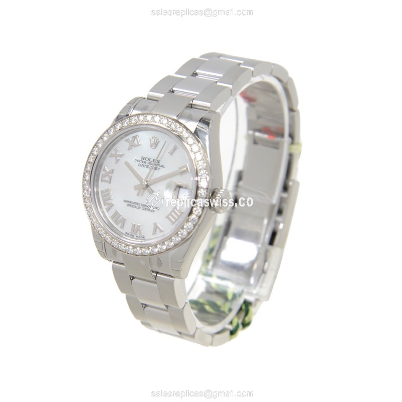 Rolex Lady Datejust Replica - Automatic | White Dial | Clasp | Silver Steel Strap - View 3