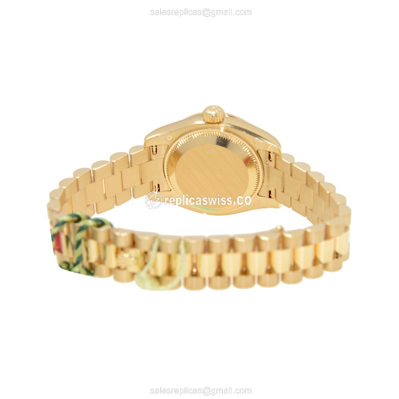 Rolex Lady Datejust Replica - Automatic - 18kt Yellow Gold - Silver Dial - Gold Strap - View 4