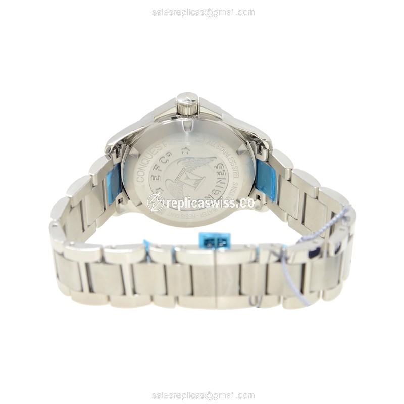 Longines CONQUEST Replica - Automatic - Steel Case - Silver Dial on Silver Strap - View 4