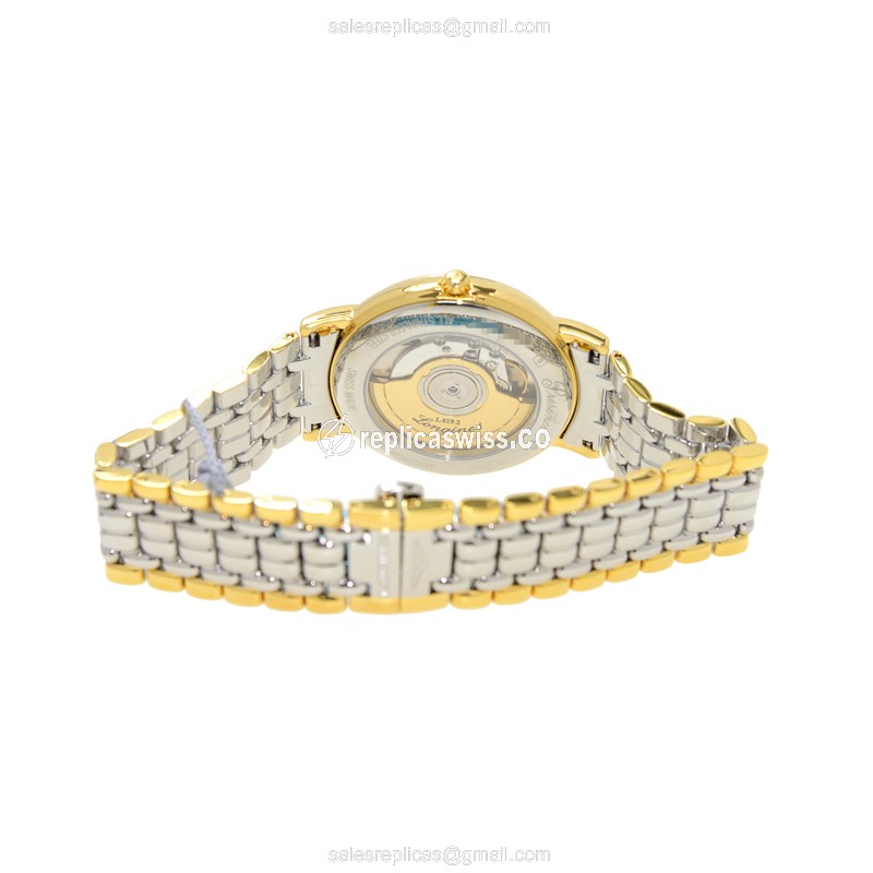 Longines Presence Replica - Automatic - 18kt Gold & Steel - White Dial, Silver Clasp - View 4