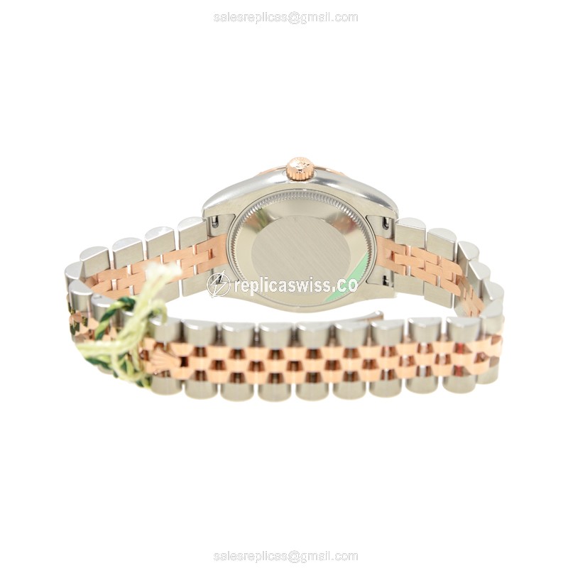 Rolex Lady Datejust Replica - Auto - 18kt Rose & Steel Case - Pink Dial - Silver Band - View 4