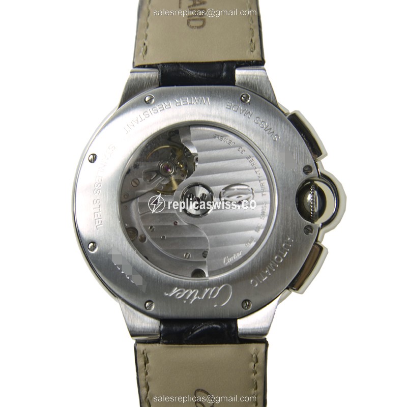 Cartier Ballon Bleu Replica - Automatic - Steel Case - Black Dial - Alligator Black Strap - View 4