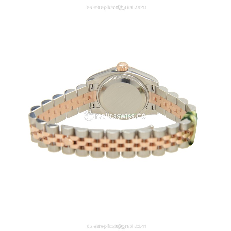 Rolex Datejust Replica - Automatic - 18kt Rose Gold Case, Pink Dial on Silver Strap - View 4