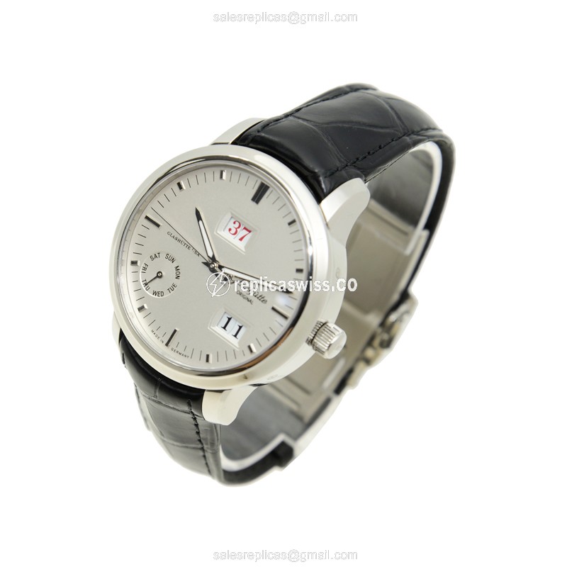 Glashutte Senator Skeleton - Manual Winding - Steel Case - Silver Dial - Brown Alligator Strap - View 3