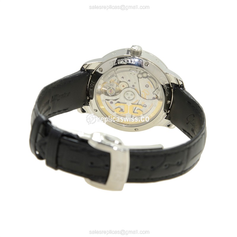 Glashutte Senator Skeleton - Manual Winding - Steel Case - Silver Dial - Brown Alligator Strap - View 4