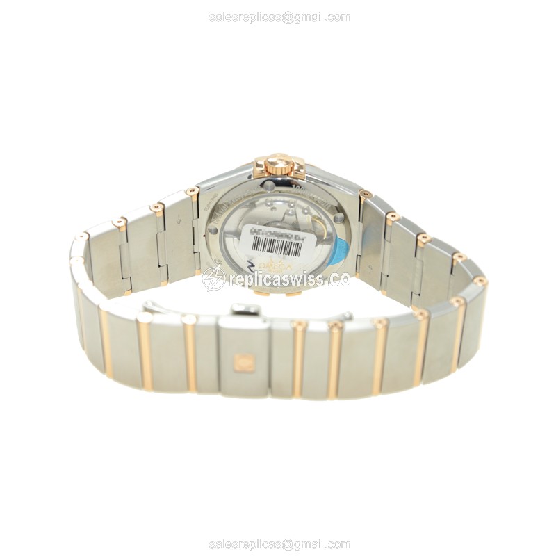Omega Constellation Replica - Automatic - 18kt Rose Gold & Steel - Silver Dial - Clasp - Silver Strap - View 4