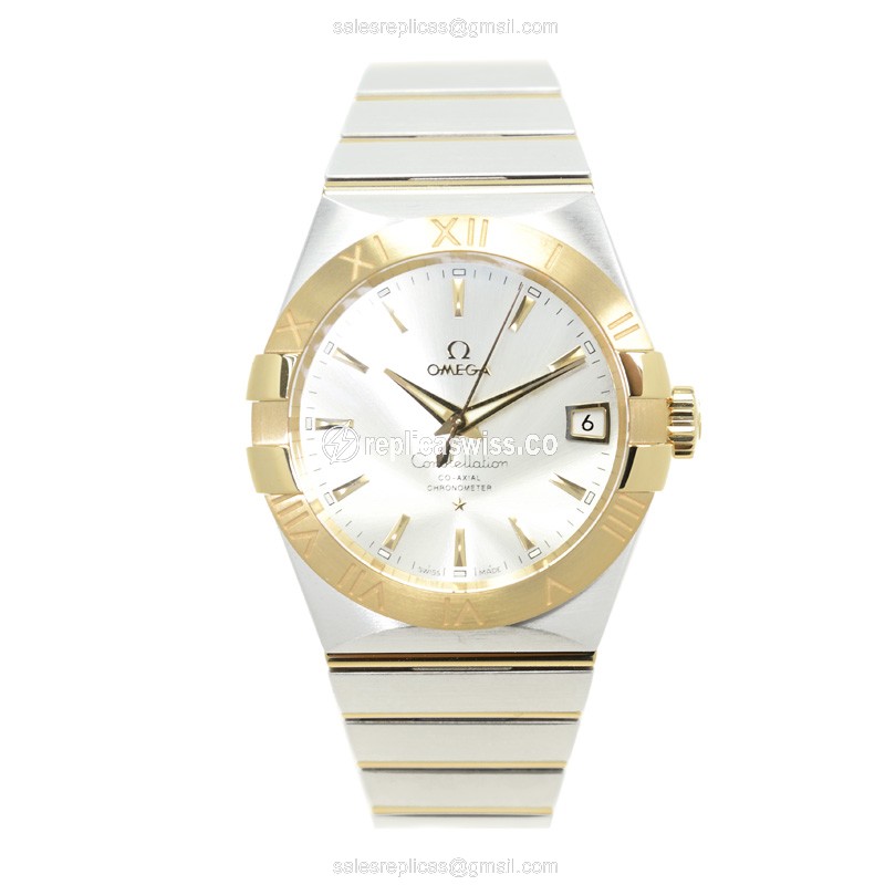 Omega Constellation Replica - Automatic - 18kt Gold & Steel - Silver Dial - Steel Clasp - View 2