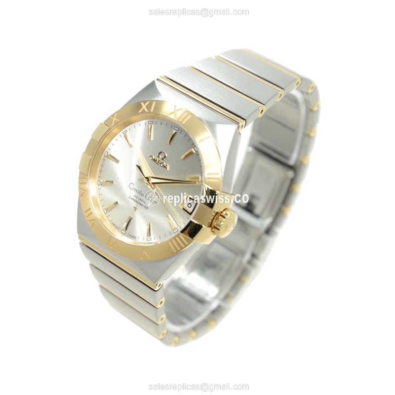 Omega Constellation Replica - Automatic - 18kt Gold & Steel - Silver Dial - Steel Clasp - View 3