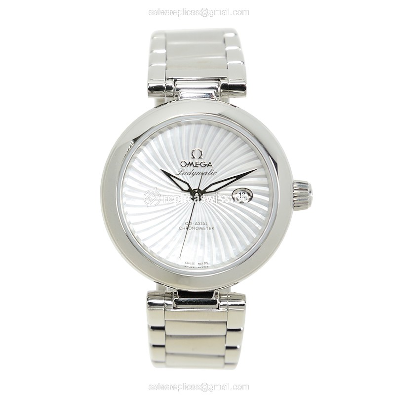 Omega DE VILLE Replica - Automatic - Stainless Steel Case - White Dial on Silver Strap - View 2
