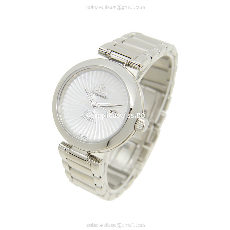 Omega DE VILLE Replica - Automatic - Stainless Steel Case - White Dial on Silver Strap - View 3