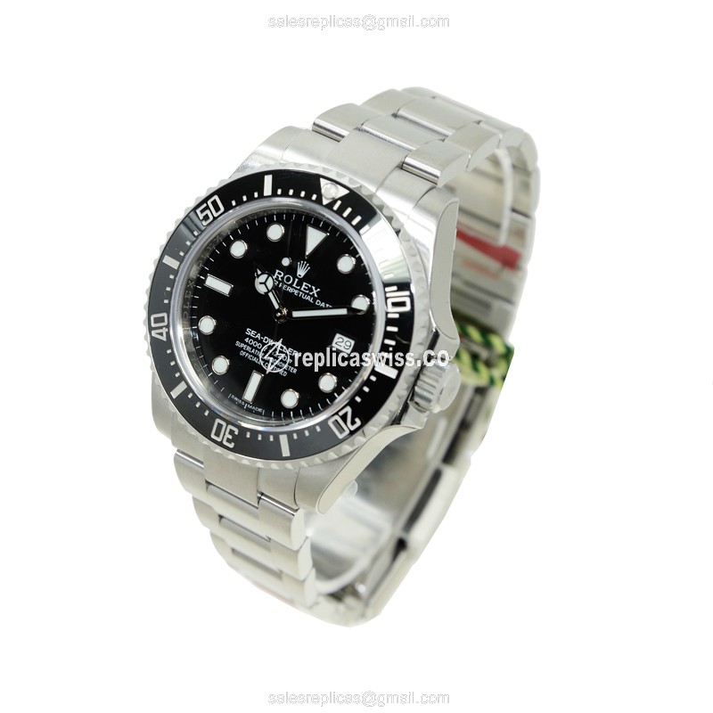 Rolex SEA-DWELLER Replica - Automatic - Stainless Steel Case - Black Dial, Silver Clasp & Steel Strap - View 3