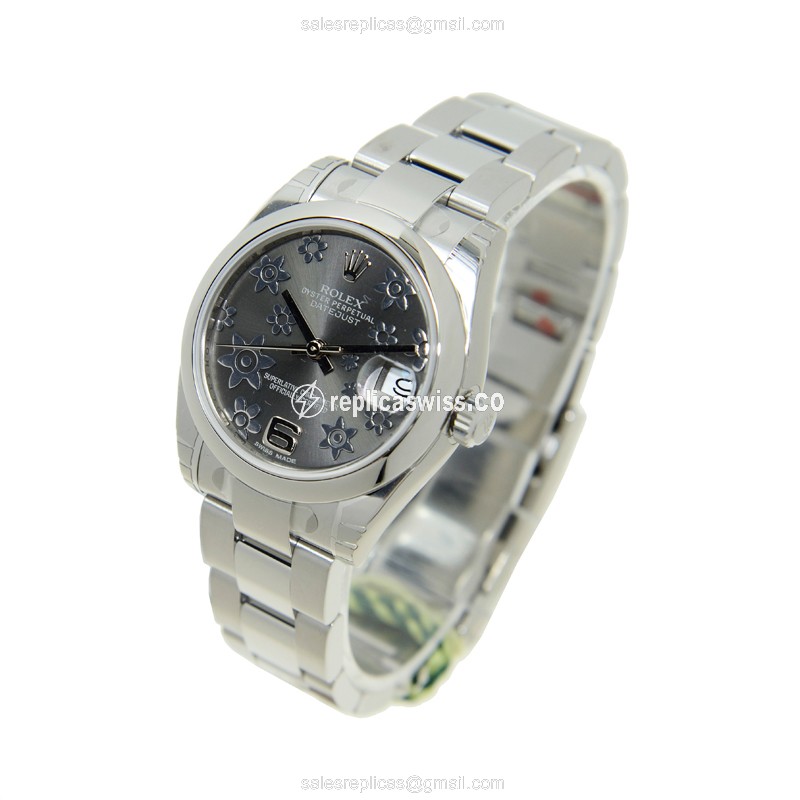 Rolex Datejust Lady Replica - Automatic - Steel Case, Gray Dial on Silver Steel Strap - View 3
