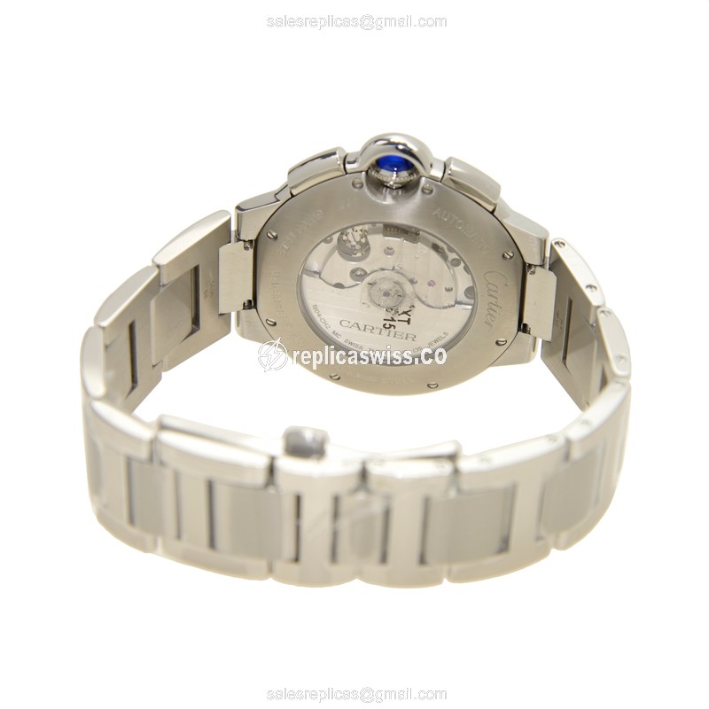 Cartier Ballon Bleu Replica - Automatic - Steel Case - Black Dial - Silver Strap - View 4