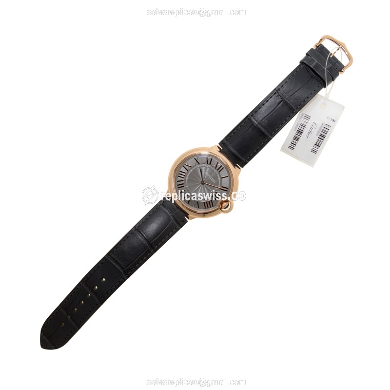 Cartier Ballon Bleu Manual Wind 18kt Gold - Gray Dial - Black Alligator Buckle - View 2