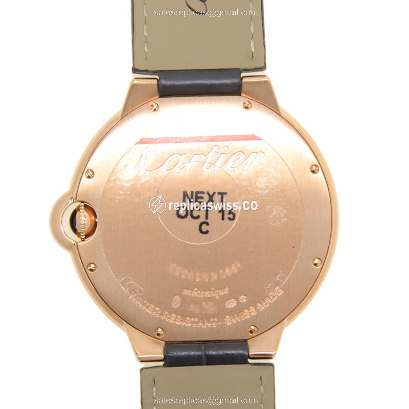 Cartier Ballon Bleu Manual Wind 18kt Gold - Gray Dial - Black Alligator Buckle - View 3