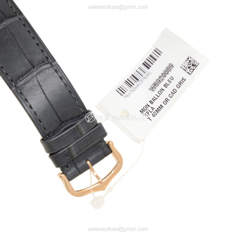 Cartier Ballon Bleu Manual Wind 18kt Gold - Gray Dial - Black Alligator Buckle - View 4