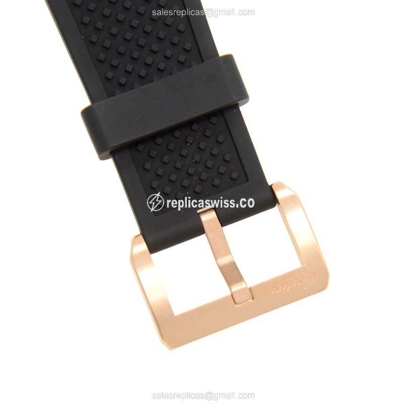 Cartier W7100052 Replica - Automatic - 18kt Gold & Steel - Black Dial - Rubber Strap - View 4