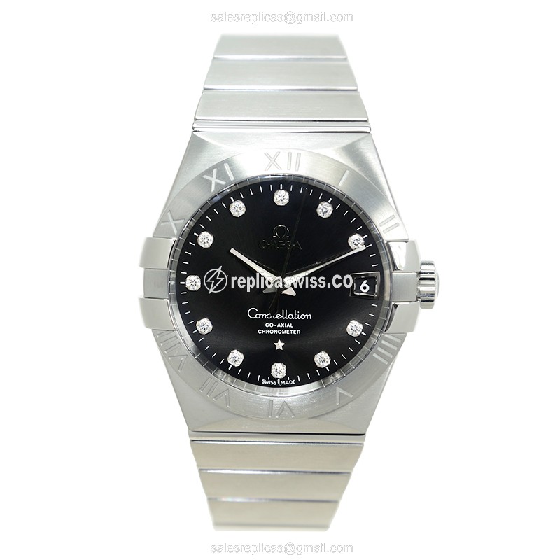 Omega Constellation Replica, Automatic, Black Dial, Steel - View 2