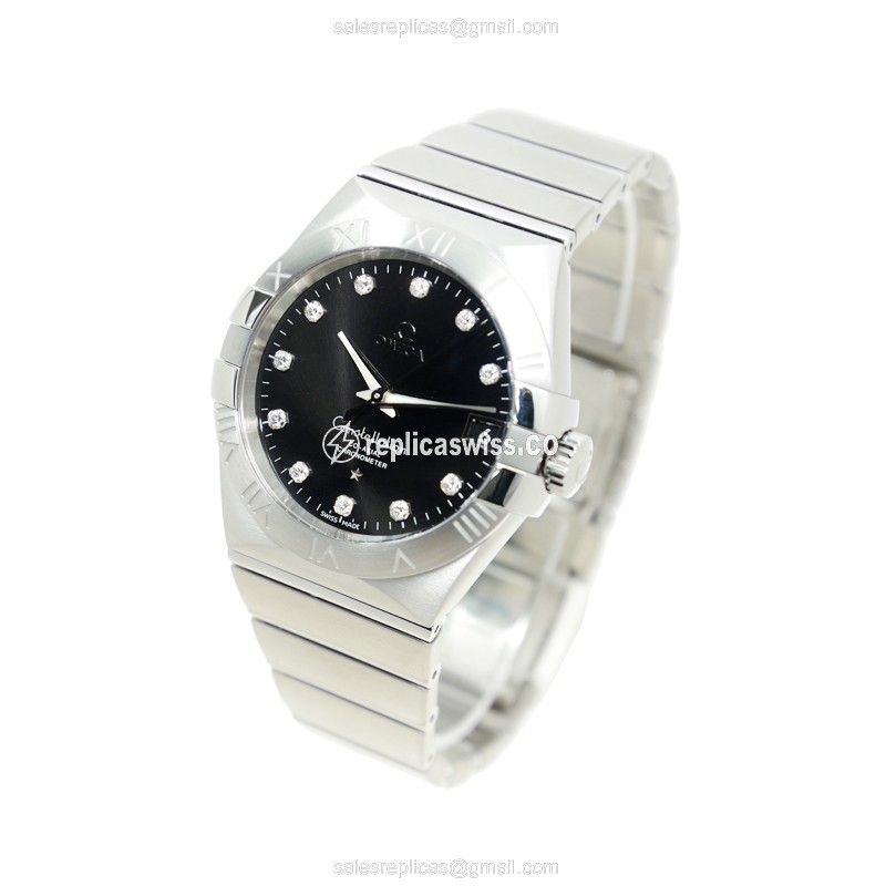 Omega Constellation Replica, Automatic, Black Dial, Steel - View 3