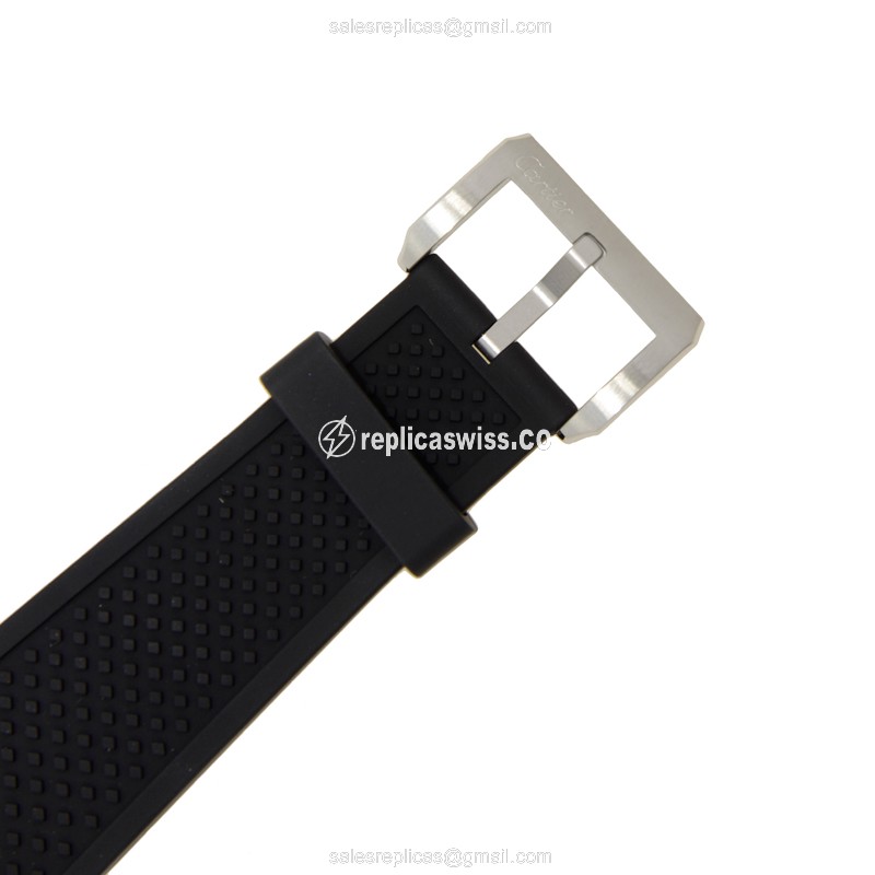 Cartier W7100055 Replica - Automatic - 18kt Rose Gold Case - Black Dial - Rubber Strap - View 4