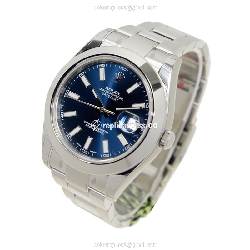 Rolex Datejust 116300BL Replica - Automatic - Blue Dial - Steel Case - Silver Strap - View 3