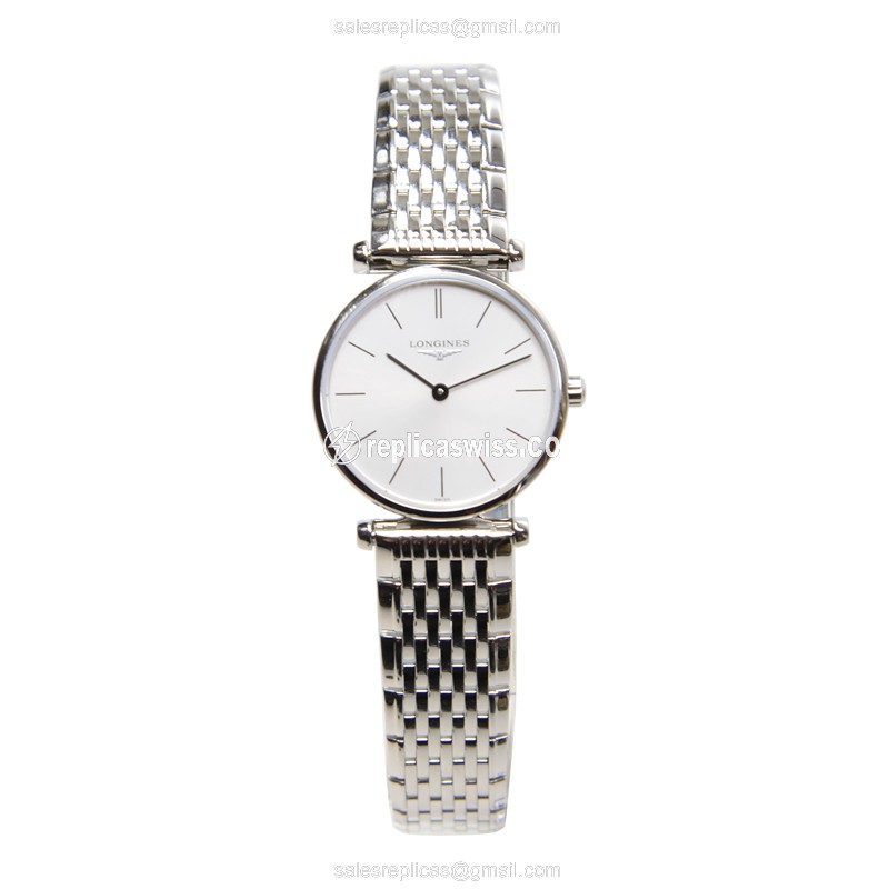 Longines LA GRANDE Quartz - Stainless Steel Case, White Dial, Silver Clasp - View 2