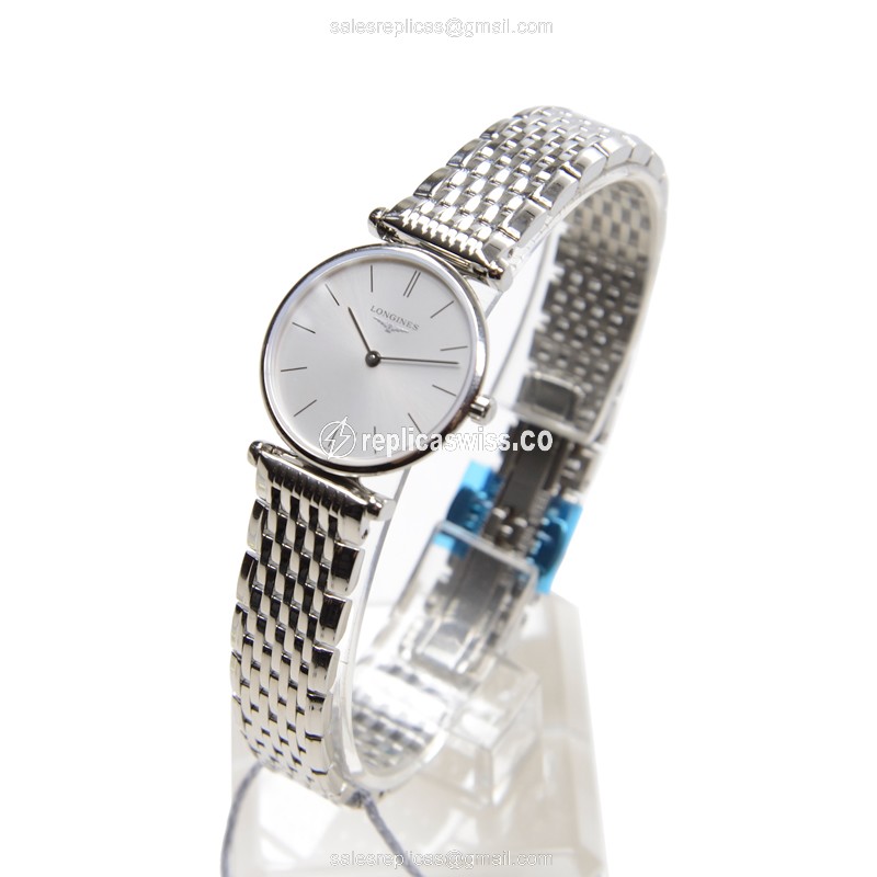 Longines LA GRANDE Quartz - Stainless Steel Case, White Dial, Silver Clasp - View 3
