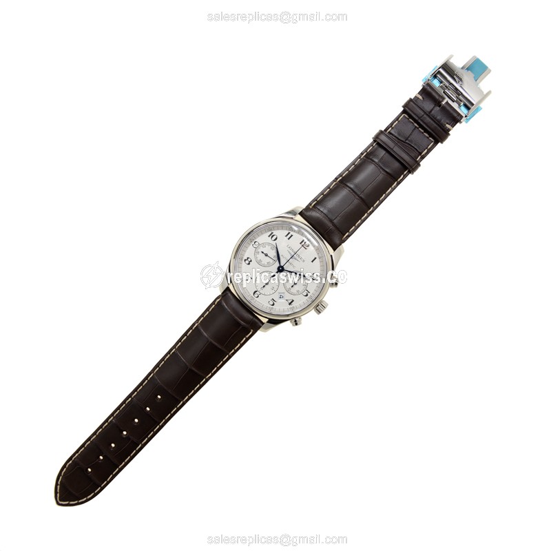 Longines L2.759.4.78.3 Replica - Automatic - Stainless Steel - White Dial on Brown Alligator - View 2