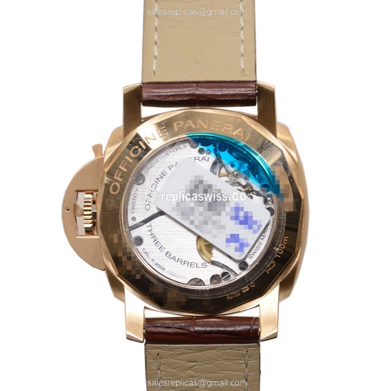 Panerai PAM00289 LUMINOR Replica - Manual - 18kt Gold - Dark Grey - Brown Alligator - View 3