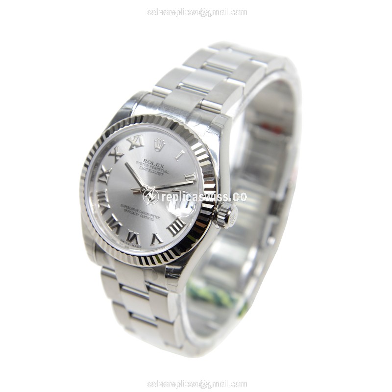 Rolex Datejust Replica - White Gold/Steel - Automatic, Gray Dial - Silver Clasp - View 3