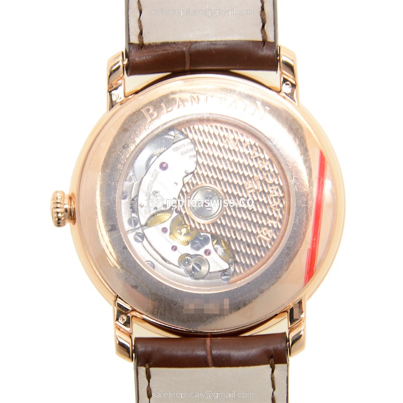 Blancpain Villeret 18kt Rose Gold - Automatic - White Dial - Brown Alligator Strap - View 3