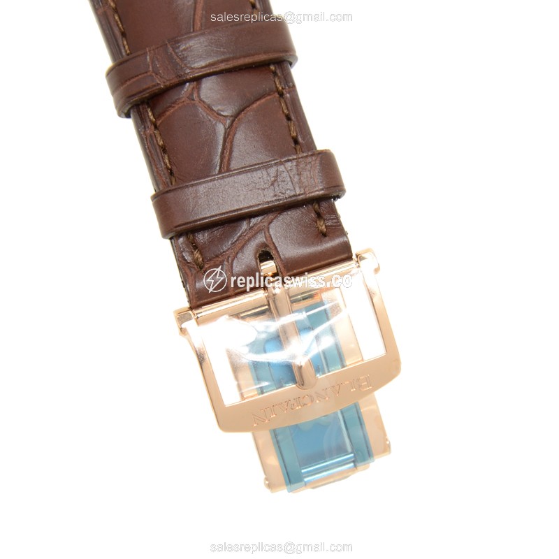Blancpain Villeret 18kt Rose Gold - Automatic - White Dial - Brown Alligator Strap - View 4