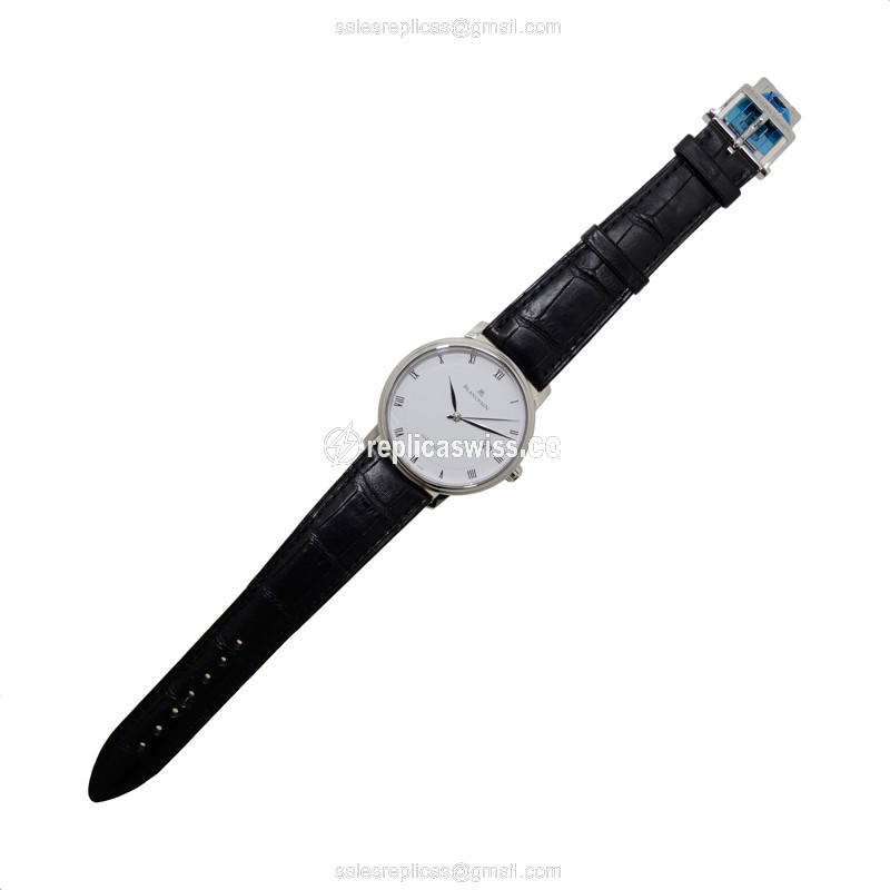 Blancpain Villeret Replica - Automatic - Stainless Steel - White Dial - Black Alligator Strap - View 2