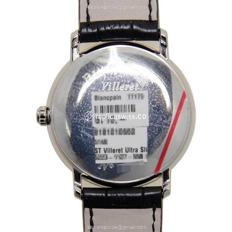 Blancpain Villeret Replica - Automatic - Stainless Steel - White Dial - Black Alligator Strap - View 3