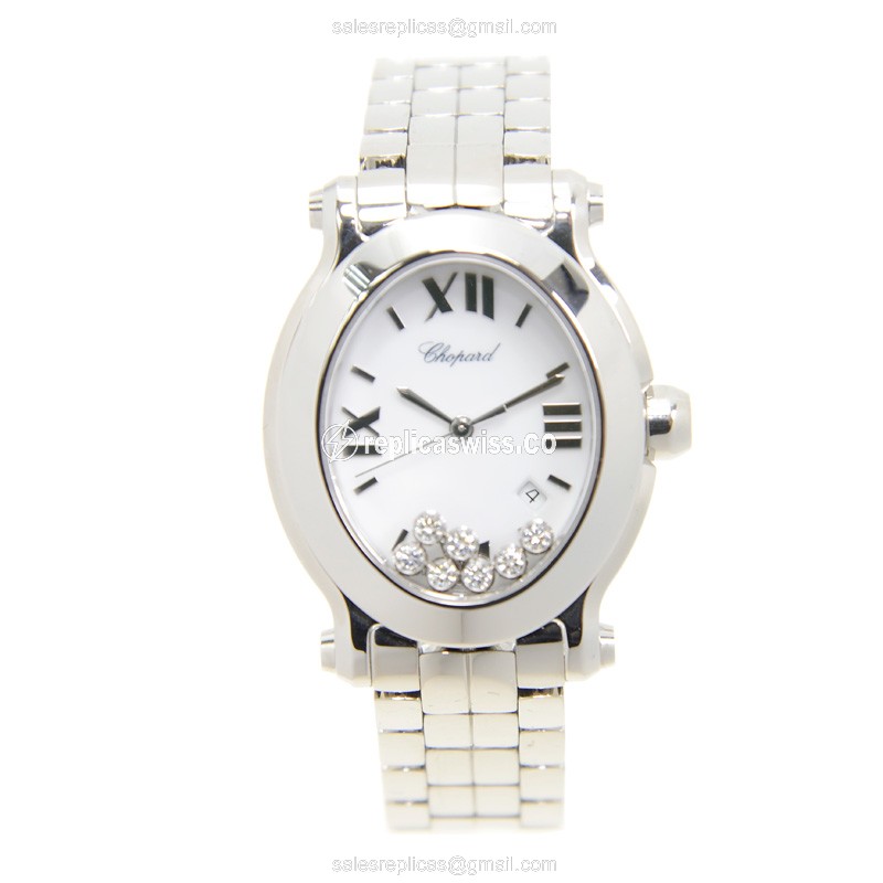 Chopard Happy Sport Quartz - Steel Case - White Dial - Silver Steel Strap - View 2