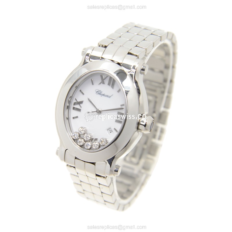 Chopard Happy Sport Quartz - Steel Case - White Dial - Silver Steel Strap - View 3