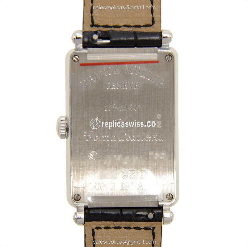 Franck Muller 952 QZ D Replica - Quartz - 18kt White Gold - Diamond Bezel - Silver Dial - Alligator Black Strap - View 3