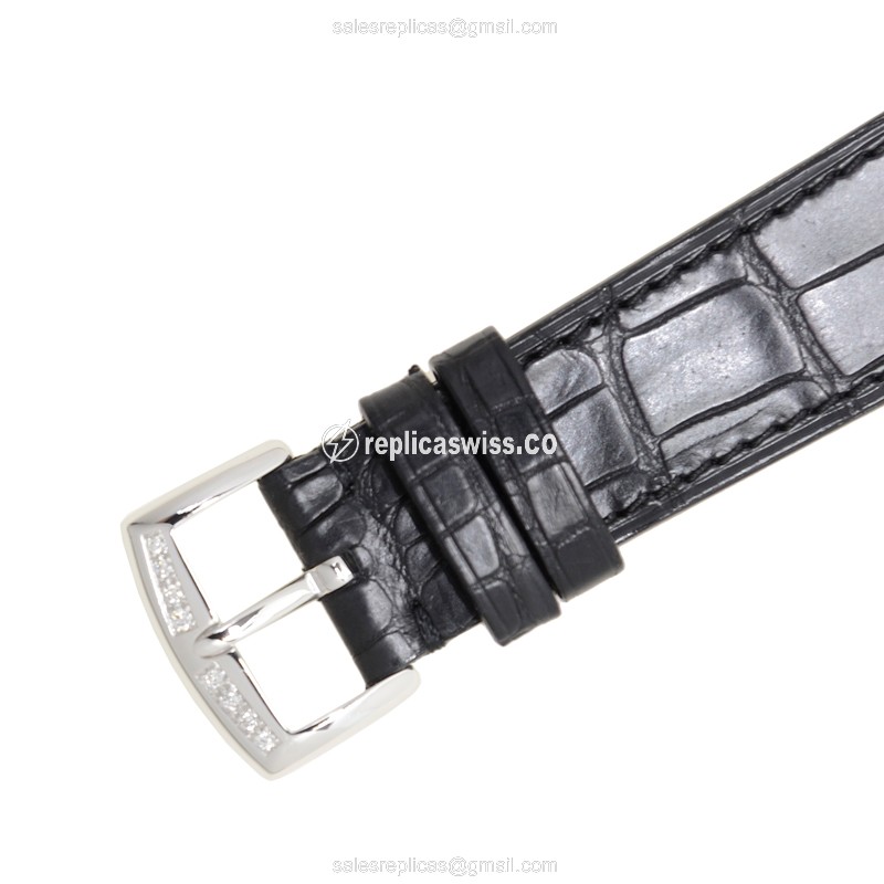 Franck Muller 952 QZ D Replica - Quartz - 18kt White Gold - Diamond Bezel - Silver Dial - Alligator Black Strap - View 4