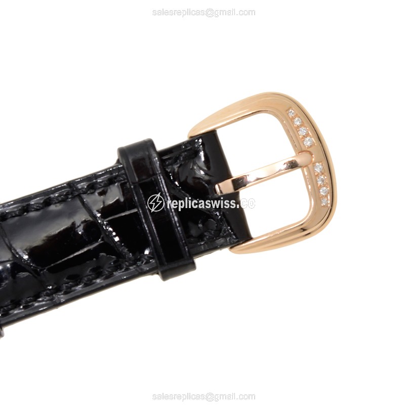 Franck Muller 5850 SC COL DRM D 5N Replica - Automatic - Rose Gold Case - Diamond Dial - Black Leather Strap - View 4