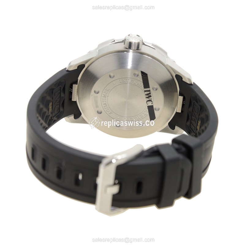 IWC Aquatimer Replica - Automatic - Stainless Steel - Black Dial - Rubber Strap - Black Buckle - View 4