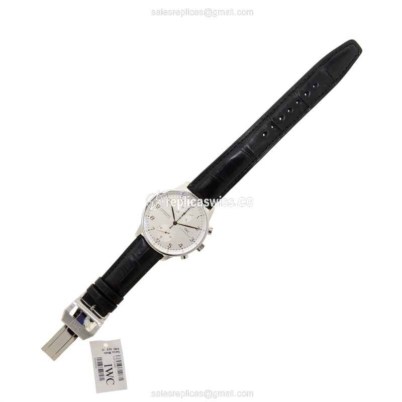 Portuguese IWC IW371445 Replica - Automatic - Silver Dial - Stainless Steel - Black Alligator Strap - View 2