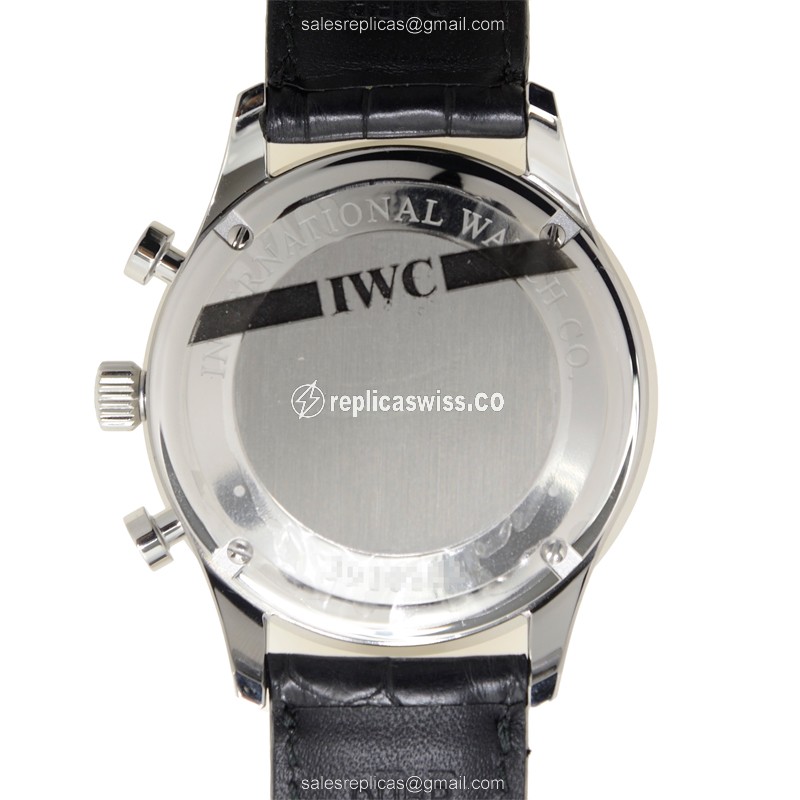 IWC Portuguese IW371447 Replica - Automatic - Stainless Steel - Black Dial - Alligator Black Clasp - View 3