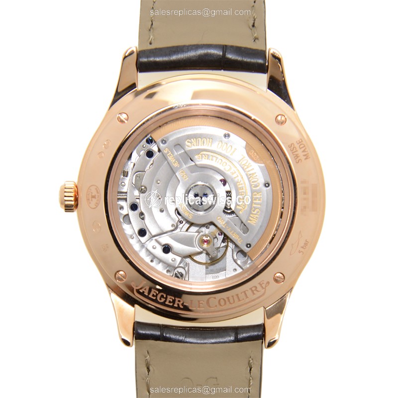 Jaeger-Lecoultre Q1542520 Replica - Ultra Thin - Automatic - 18kt Rose Gold - Silver Dial - Brown Alligator Strap - View 3