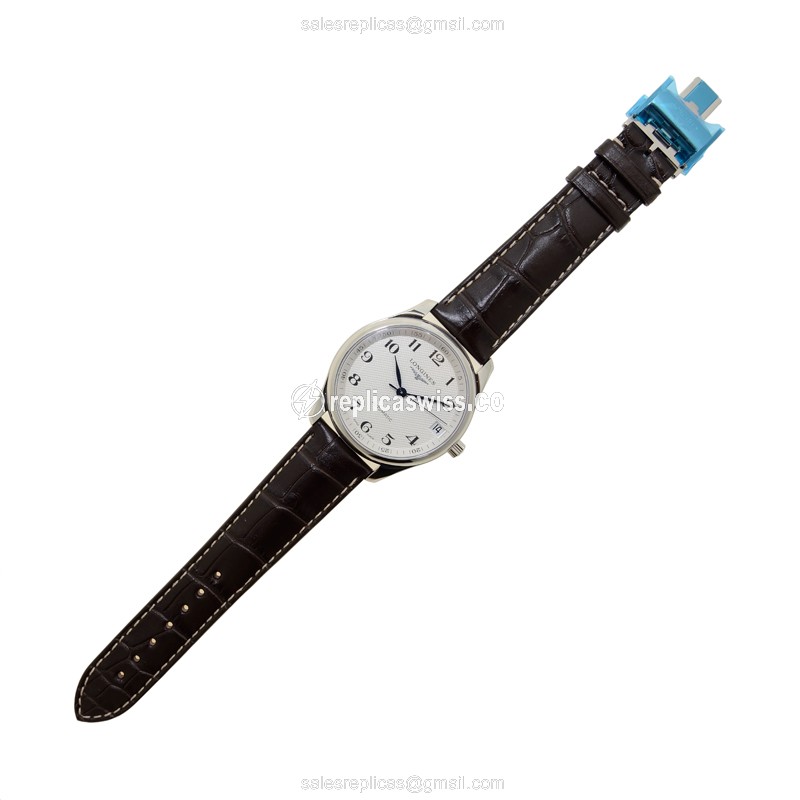 Longines L2.665.4.78.3 Replica - Automatic - Stainless Steel - Silver Dial, Brown Alligator Strap - View 2