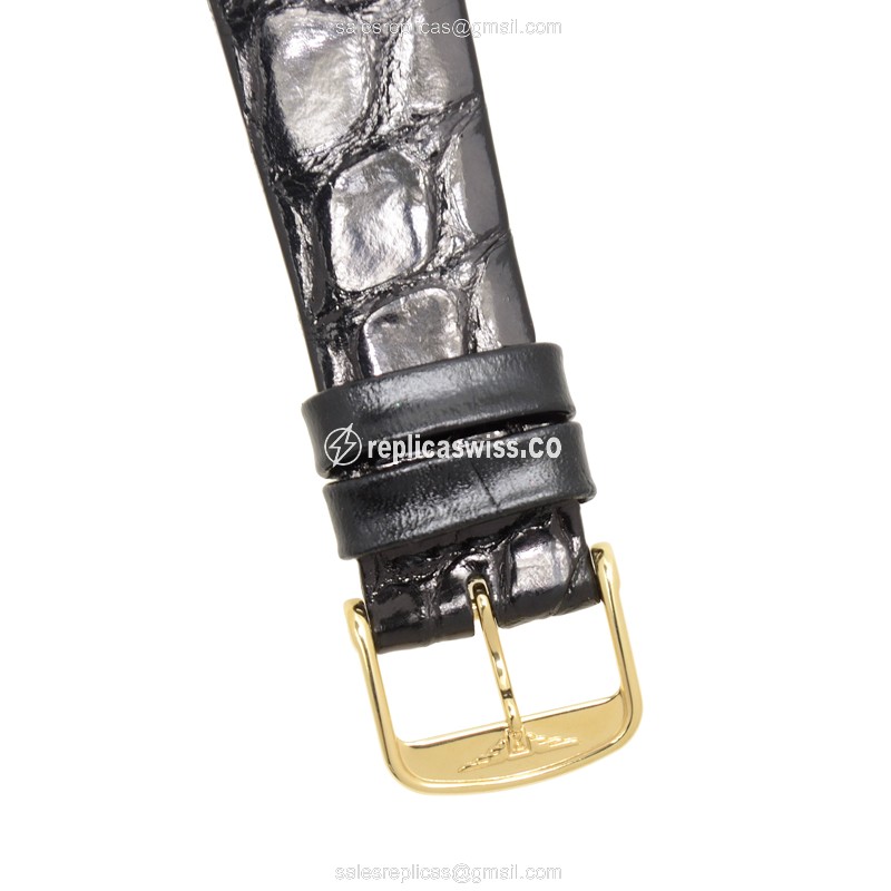 Longines LA GRANDE Replica - Quartz - PVD Gold Case, White Dial - Black Alligator Strap - View 4