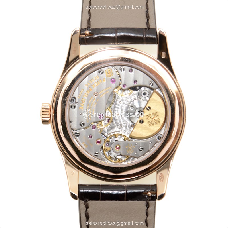 Patek Philippe 6000R-001 Replica - Automatic - 18kt Rose Gold - Round Dial - Black Alligator Strap - View 3