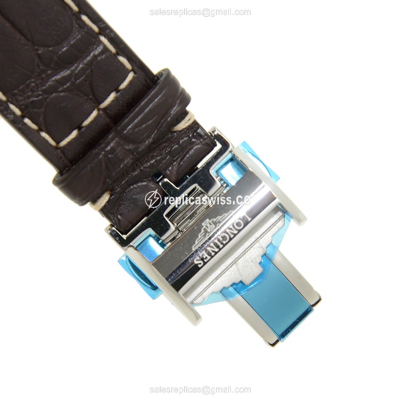 Longines L2.708.4.78.3 Replica - Automatic - Silver - Alligator Brown - View 4